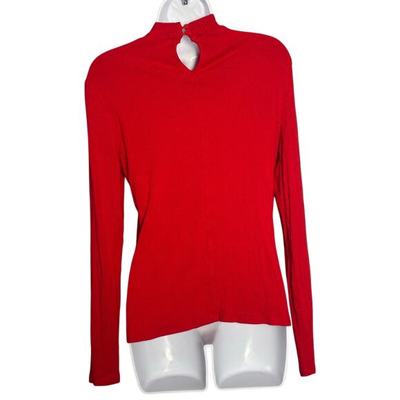 Cyrus Red Ribbed Cutout Mock Neck Top, Women's Medium - Picture 4 of 5